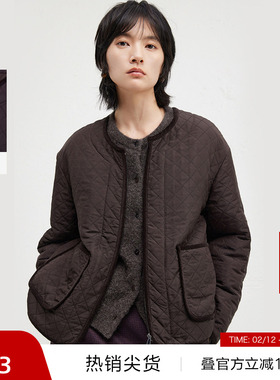 【播奥莱】播轻薄肌理感圆领棉服外套女冬休闲上衣DDR4PD5151