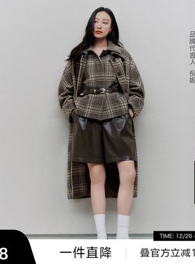 【播奥莱】播商场同款复古美式皮裤女冬新倪妮同款短裤BDR4KD3907