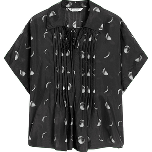 【播奥莱】播商场同款夏新款月亮图案V领绑带胸前设计花式上衣