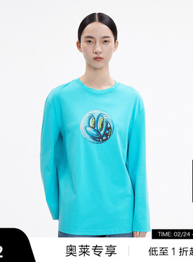 【播奥莱】播商场同款休闲宽松长袖T恤女春秋通勤上衣BDP4YD1570