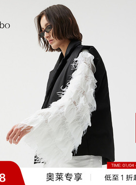 【播奥莱】播 bo 商场同款黑色马甲商场同款设计感叠穿马夹上衣