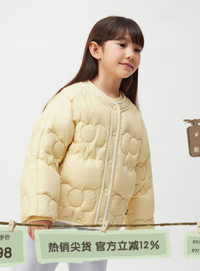 播broadcute童装2024秋冬新款女童羽绒服纯色暗扣外套KGR4RD0082