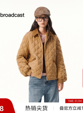 【播奥莱】复古菱形格短款羽绒服女秋冬翻领外套DDS4RD5279