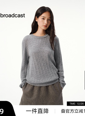 【播奥莱】灰色宽松针织毛衣女秋冬慵懒上衣DDS4SD5291