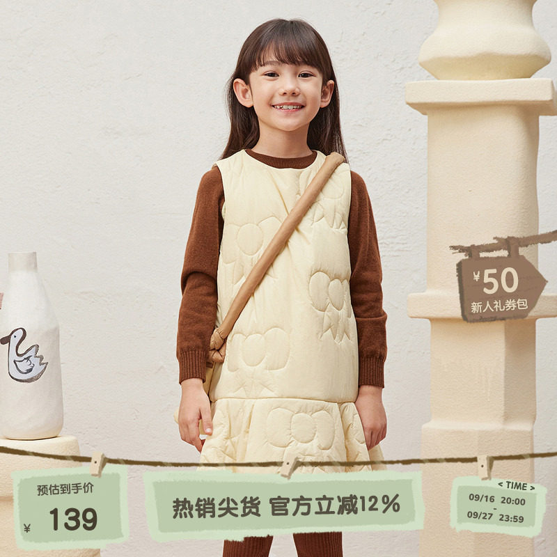 播broadcute童装2024冬新款女童连衣裙无袖休闲长裙KGR4LD0328图片