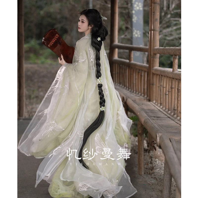 绿色汉服女款2026新款成人大袖衫仙气飘飘日常通勤全套古装一整套图片
