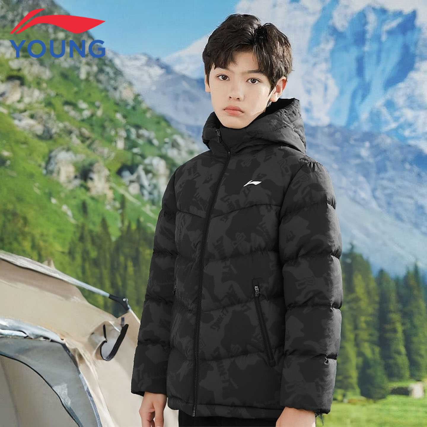 李宁童装儿童羽绒服男童大童25新款秋冬短款加厚保暖防风连帽外套