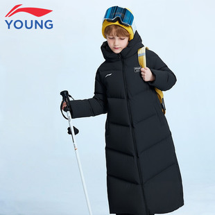 李宁童装儿童羽绒服25秋冬新款男童长款过膝连帽加厚保暖国旗外套