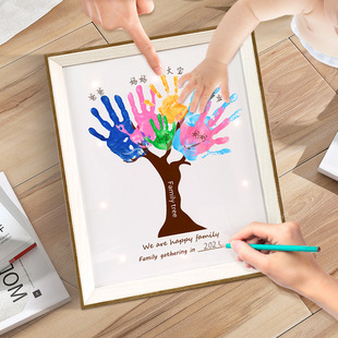 情侣diy手印相框油画颜料送闺蜜掌印手工纪念送男女朋友手膜礼物