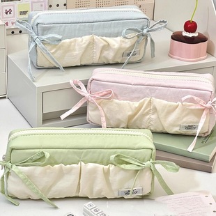 小红书同款ins风蝴蝶结云朵面包笔袋少女心笔袋大容量卡通文具盒