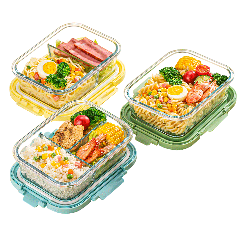 前力带盖微波炉加热玻璃饭盒餐盒
