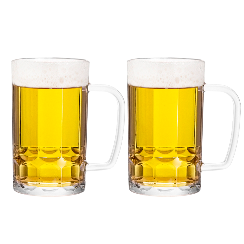 玻璃杯家用带把手杯子精酿啤酒杯商用大容量扎啤杯500ml泡茶水杯