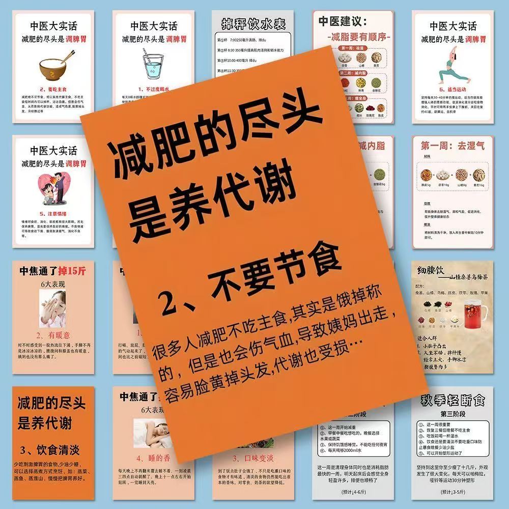 中医减肥贴108张纸传统减脂小技巧健康减脂教程养生贴画自粘手账