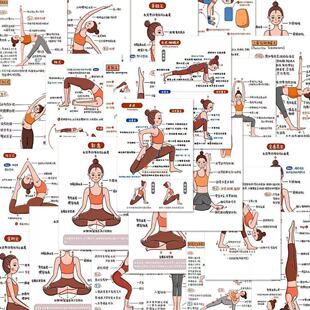 网红爆款瑜伽体式贴纸练习笔记贴纸简单易学减肥塑形训练装饰贴画