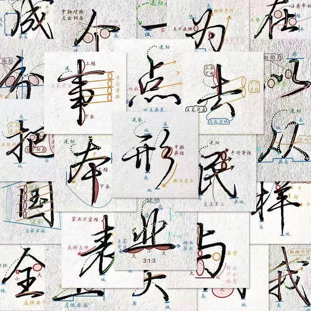 爆款104贴书法字迹笔记本个性小贴纸装饰贴手工DIY创意文具