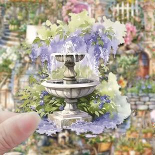 60张复古花卉pvc贴纸vintage古着花园风景贴纸笔记本装 饰贴纸文艺