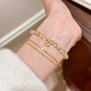 谷岚「金芷」天然黄水晶金发晶手串女款招财转运元宝配饰手链手饰
