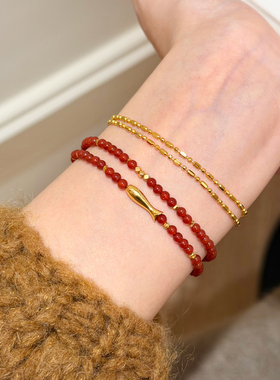 谷岚天然红玉髓双圈手串