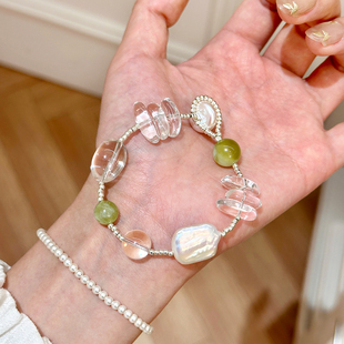 谷岚「栖野」天然白水晶淡水珍珠手链女轻奢小众高级感精致手串