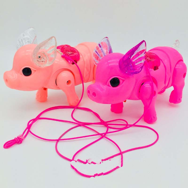 新款透明牵绳玩具抖音发财猪地摊