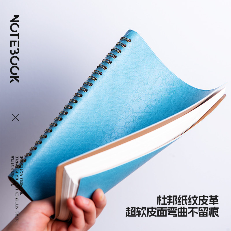 2025年新款A5线圈笔记本本子商务记事本软皮横线本日记工作办公用会议记录本简约大学生考研企业定制可印LOGO