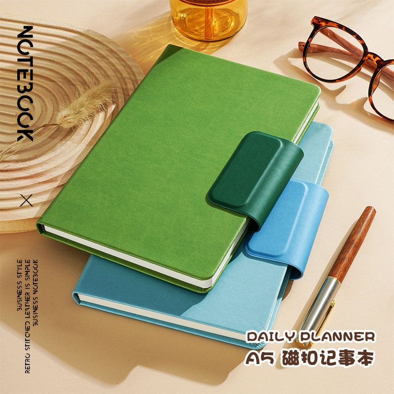 A5磁吸扣笔记本本子100G无酸纸创意带扣商务办公本子刻字简约精致硬壳日记本会议记录工作记事本定制可印LOGO图片