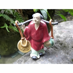 假山配件招财摆件招财童子家居风水摆设工艺品陶瓷人物手工装饰品