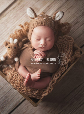 新生儿摄影道具宝沃道具帽子裹布