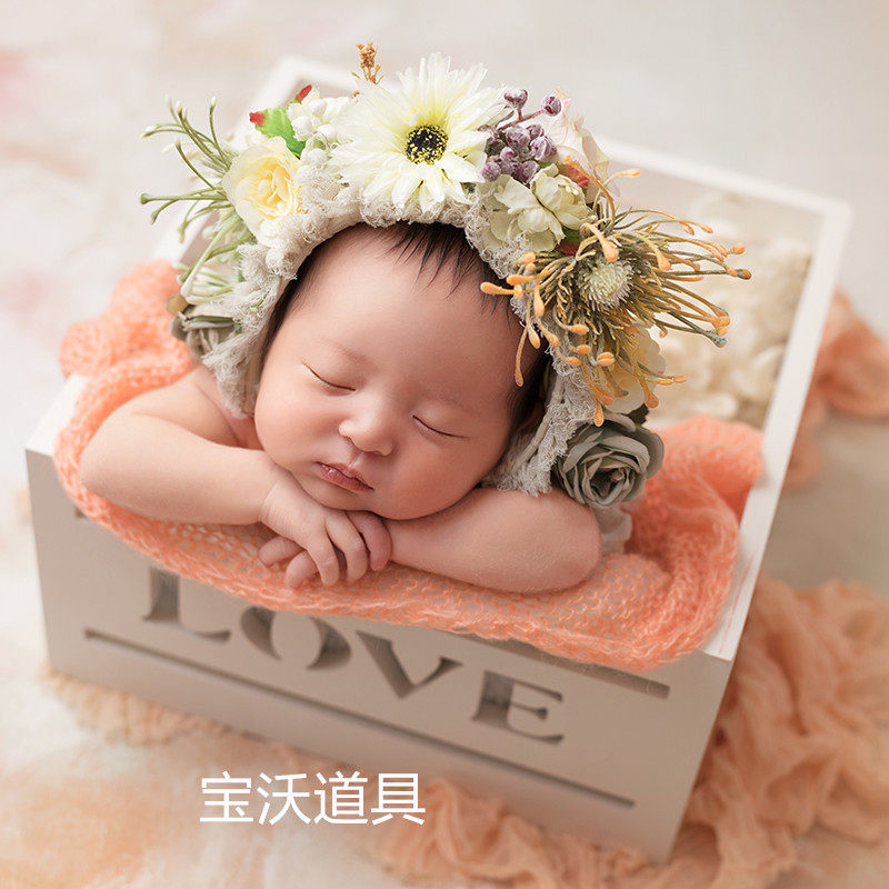 儿童摄影道具新生儿拍照复古木头