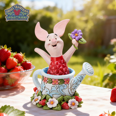 enesco花园水壶里的小猪摆件皮杰