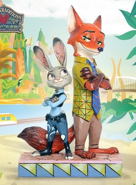 enesco迪士尼摆件疯狂动物城周边朱迪尼克手办尼克狐情人节礼物