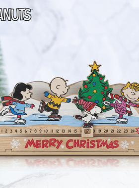 enesco史努比和朋友们圣诞倒数摆件史努比圣诞氛围创意收纳盒摆件