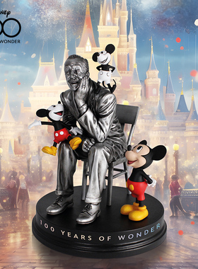 enesco迪士尼正版华特与米奇100摆件收藏米奇手办潮玩生日礼物