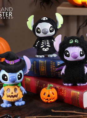 enesco迪士尼万圣史迪仔捣蛋史迪奇手办南瓜巫师萌衣夜光骷髅摆件