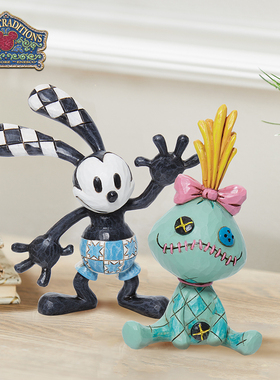 enesco史迪仔迷你小金幸运兔公仔奥斯华摆件潮玩收藏手办礼物玩具