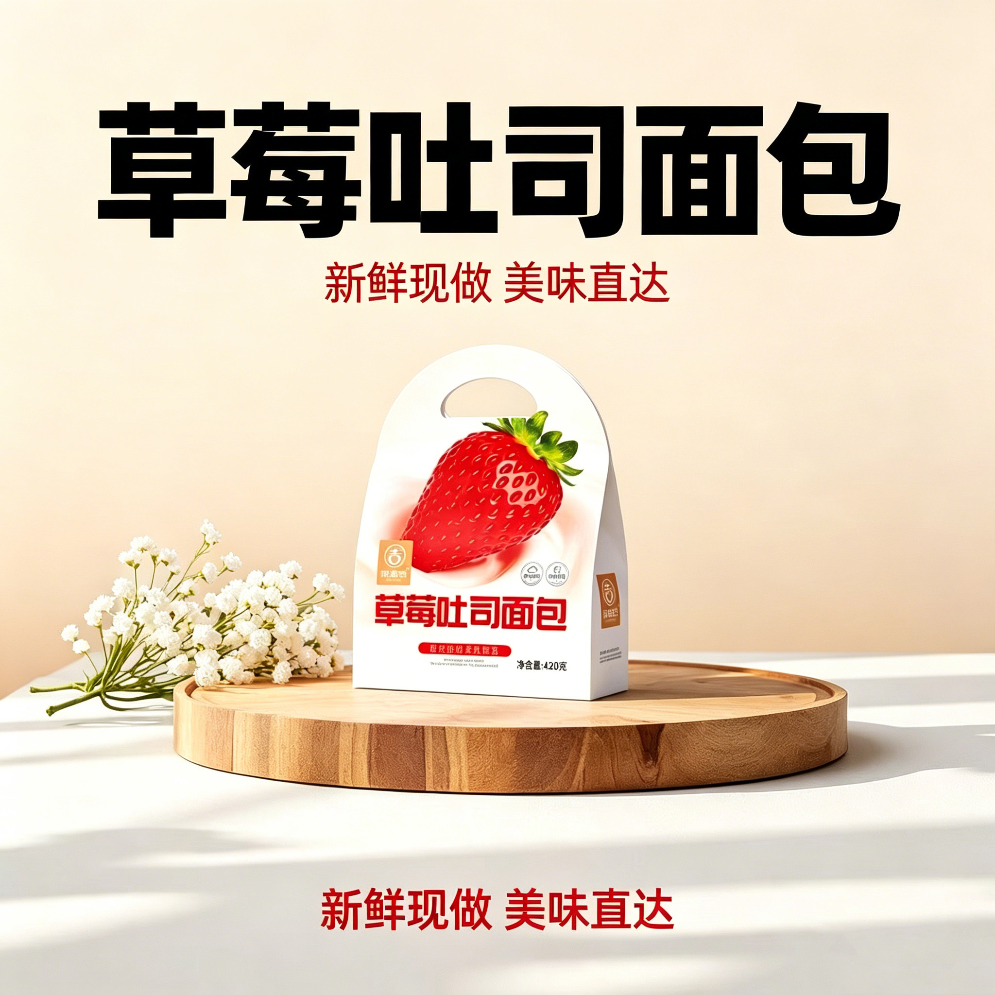 梁福吉420g草莓吐司夹心切片面包独立包装夹心学生上班族早餐礼袋