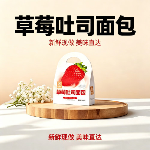梁福吉420g草莓吐司夹心切片面包独立包装夹心学生上班族早餐礼袋