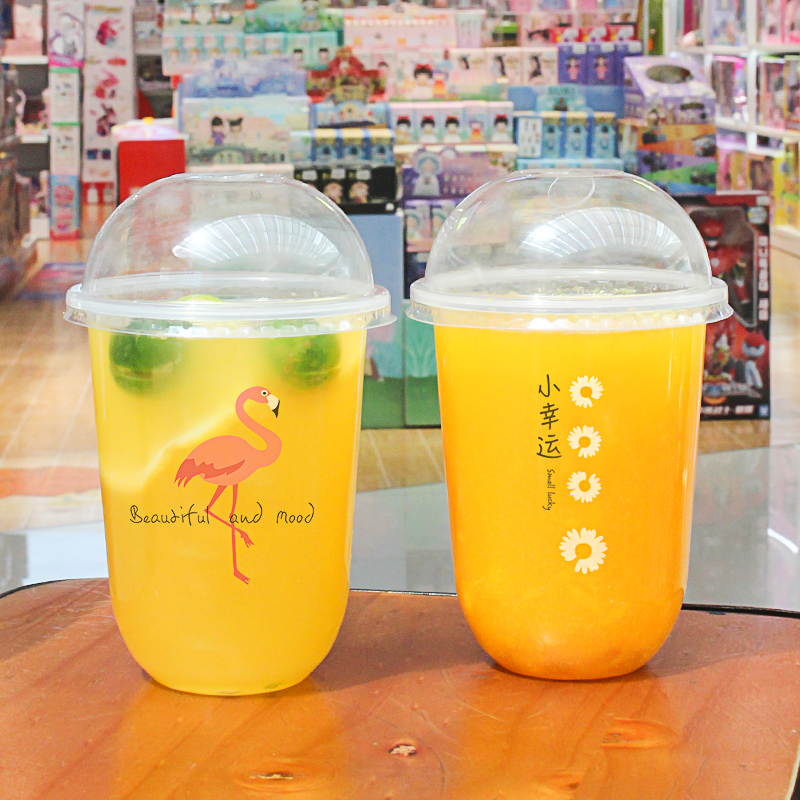 500ml网红一次性u型啵啵胖胖杯