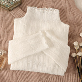 别致漂亮磨毛保暖内搭小衫 2025新款 女长袖 欧货高领蕾丝内搭打底衫