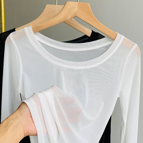 温娴通勤蕾丝网纱上衣纯色