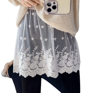 蕾丝半身裙遮屁股小屁帘假下摆网纱罩裙纱裙卫衣叠穿内搭打底神器