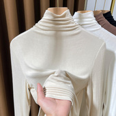 针织打底衫 女2025新款 高级感堆堆领叠穿内搭长袖 秋冬高领薄款 小衫