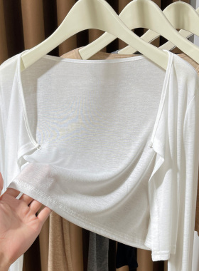 白色薄款开衫女夏季裙外搭披肩冰丝短款小女
