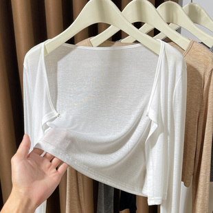 白色薄款开衫女夏季裙外搭披肩冰丝短款小女