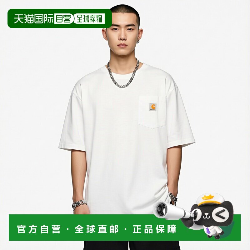 日本直邮Carhartt 男女同款 重磅棉质宽松短袖T恤 胸前口袋C标设