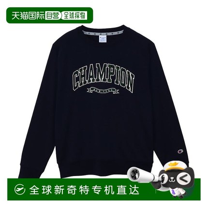日本直邮Champion SS24 字母贴花图案圆领插肩长袖卫衣 男款 海军