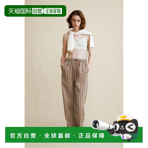 日本直邮CREATED BY CARAMEL LONDON ZARA 条纹亚麻裤 休闲裤