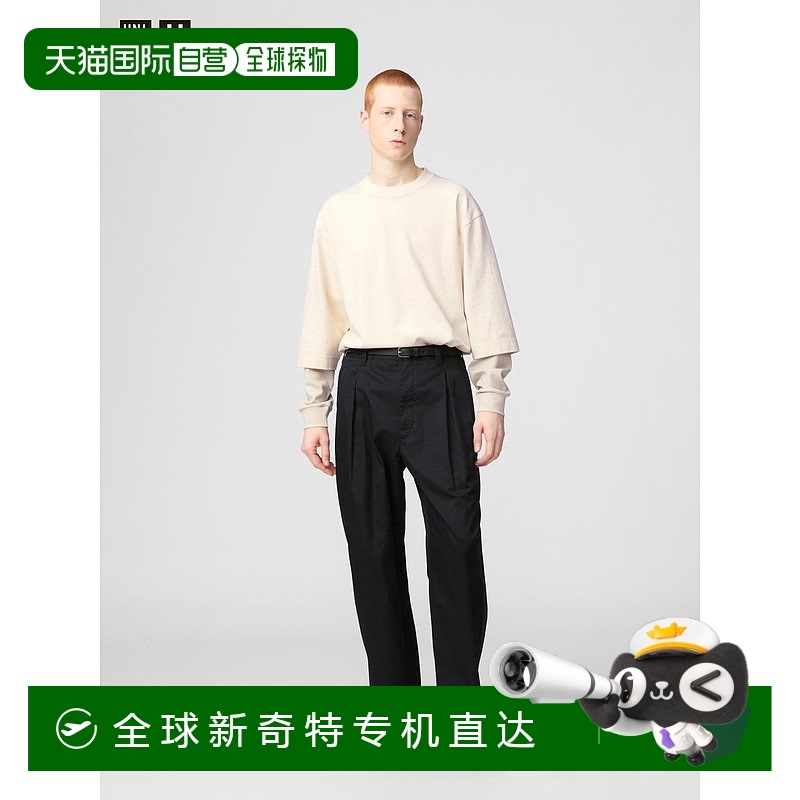 日潮跑腿UNIQLO优衣库 宽松舒适休闲裤 09 BLACK MEN 70 475596