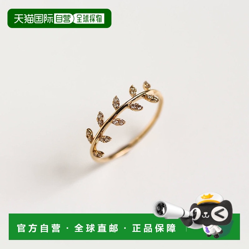 1h可退 日本直邮cui-cui 女士10K黄金叶形钻石戒指 756062配饰