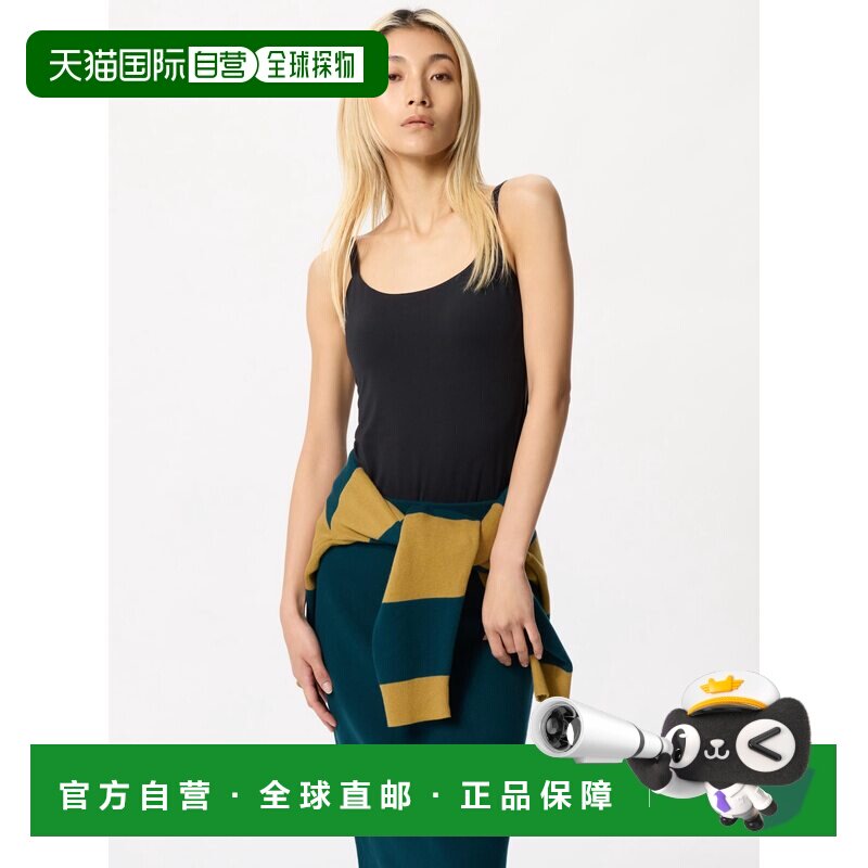日本直邮UNIQLO优衣库 纯色凉感简约套头吊带 女款 玛瑙黑背心图片